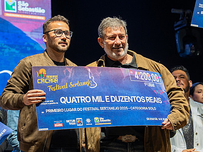 Cantor Pacelli e dupla Romeu & Rogério são os grandes vencedores do Festival Sertanejo de São Sebastião 2025
