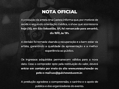Show de Ana Castela em São Sebastião é adiado para amanhã (11)