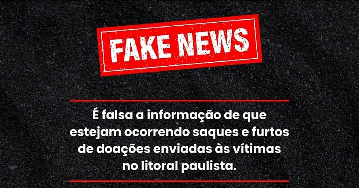 PM desmente Fake News sobre furtos a doações às vítimas da tempestade que devastou a Costa Sul de São Sebastião