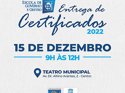 Prefeitura entrega certificados a alunos dos cursos realizados pela Escola de Governo e Gestão em 2022