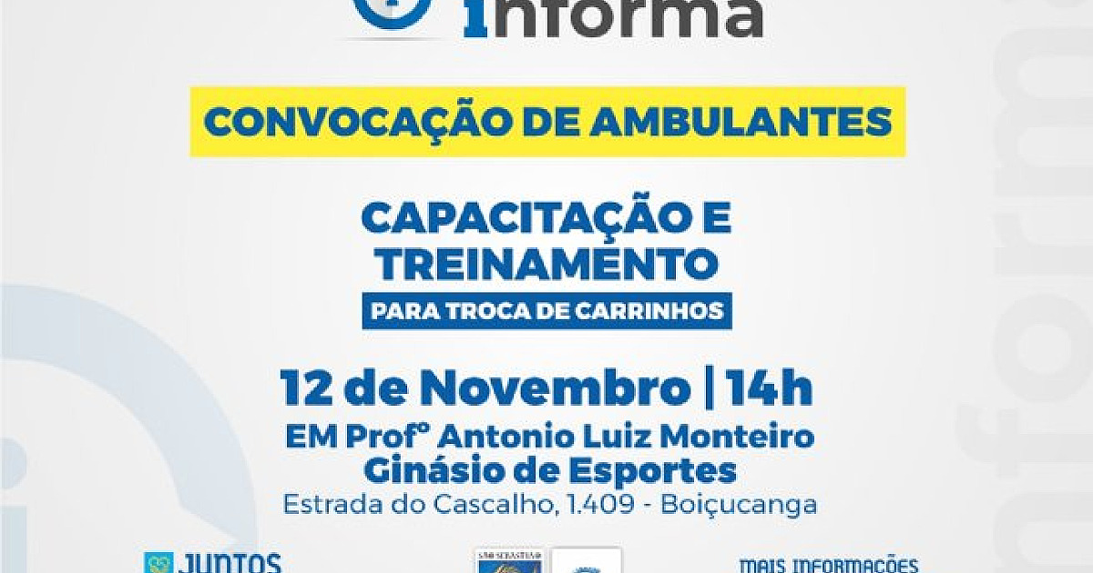 Ambulantes da Costa Sul tem capacitação e treinamento nesta terça-feira