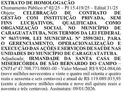 Mateus Silva homologa a contratação de OS para gerir saúde em Caraguatatuba