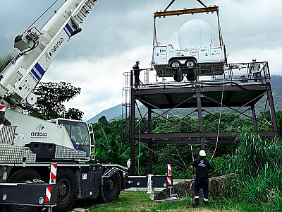 Radar meteorológico é instalado em torre metálica na região Sul de Ilhabela