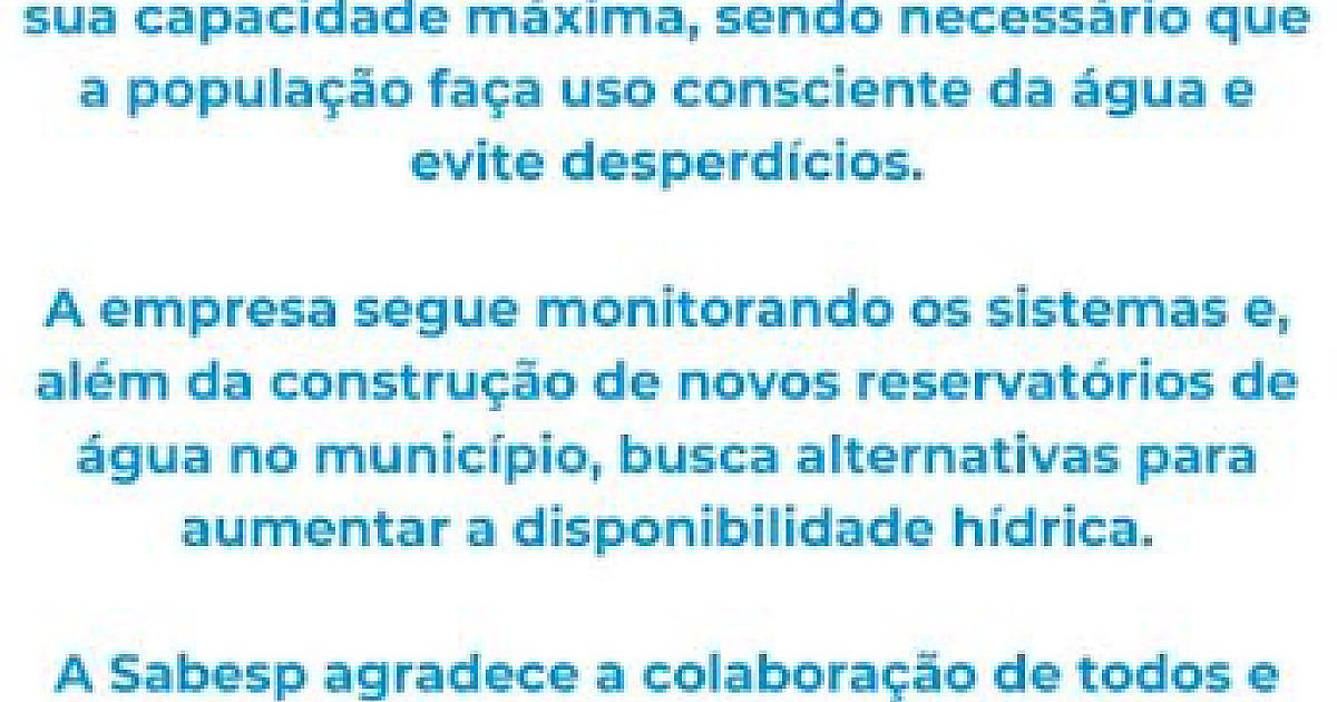 Sabesp orienta sobre uso consciente da água devido ao período de estiagem em Ilhabela