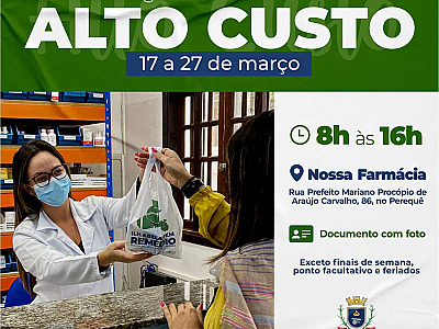 Medicamentos de Alto Custo podem ser retirados a partir dessa sexta-feira