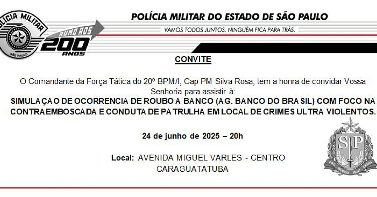Polícia Militar simula assalto a banco em Caraguatatuba