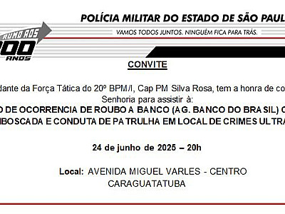 Polícia Militar simula assalto a banco em Caraguatatuba