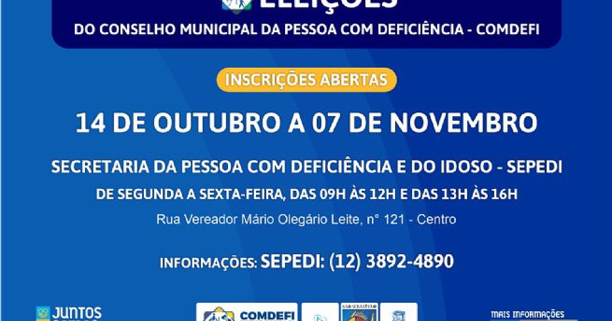 Conselho Municipal da Pessoa com Deficiência está com inscrições abertas para eleição de conselheiros