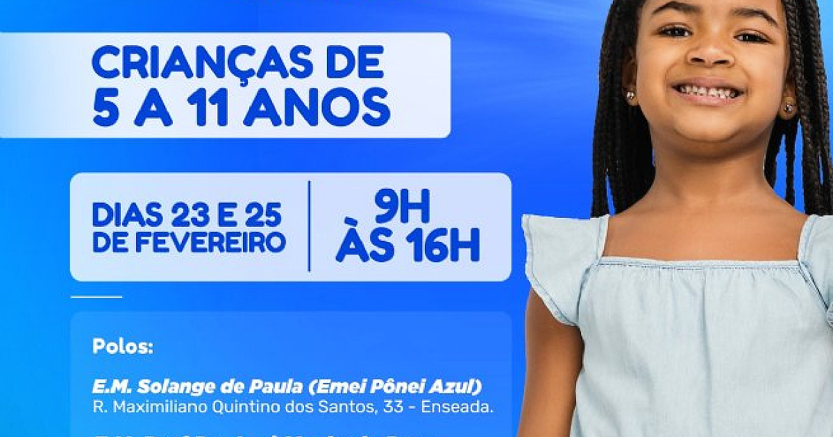 Prefeitura realiza “Semana E” de vacinação infantil contra a Covid-19 nesta quarta (23) e sexta-feira (25)