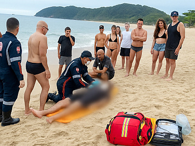 SAMU salva vida em afogamento com parada cardiorrespiratória na praia de Barra do Una