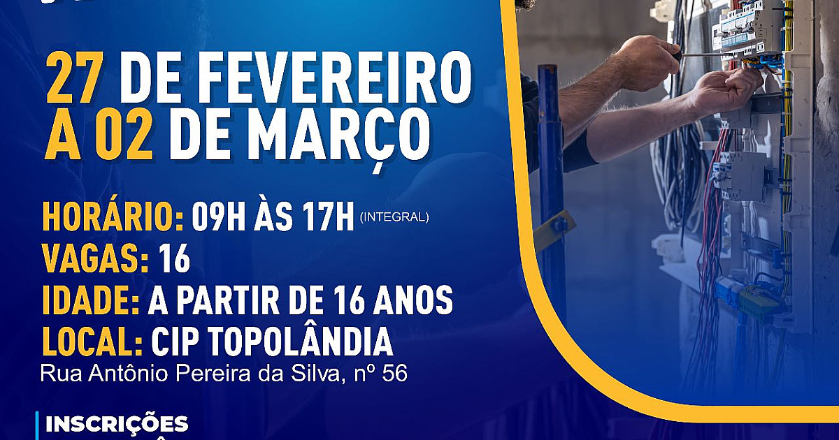 Prefeitura de São Sebastião abre inscrições para curso básico de elétrica no Centro Integrado Profissionalizante (CIP)
