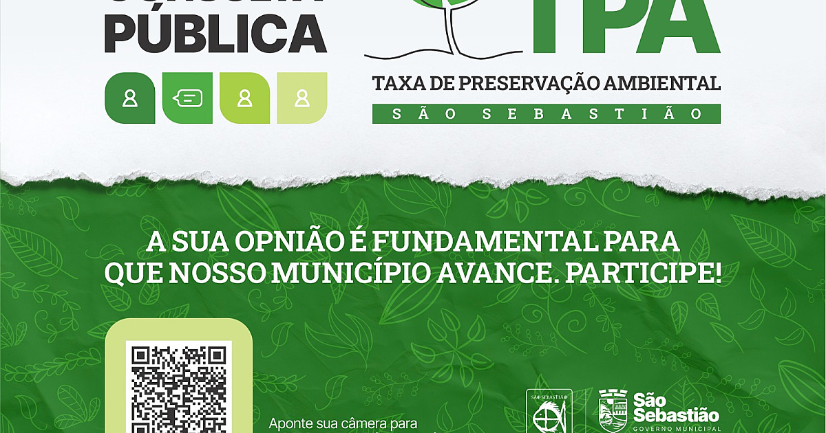Prefeitura de São Sebastião realiza consulta pública sobre a Taxa de Preservação Ambiental (TPA)