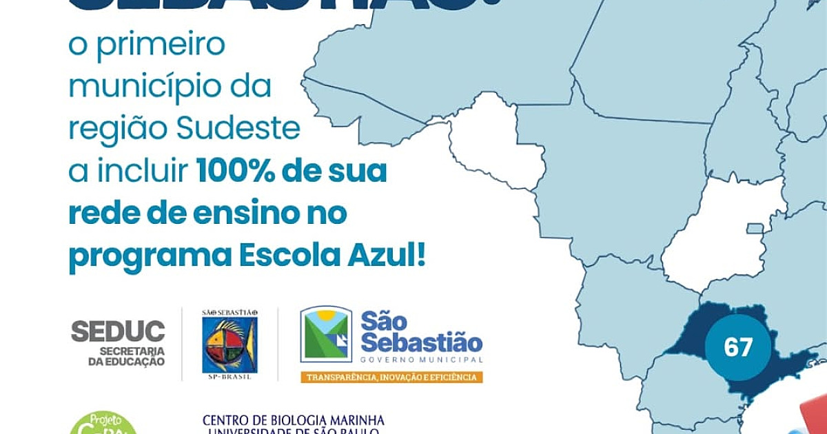 São Sebastião se torna o primeiro município do Sudeste a ter 100% das escolas municipais no programa Escola Azul