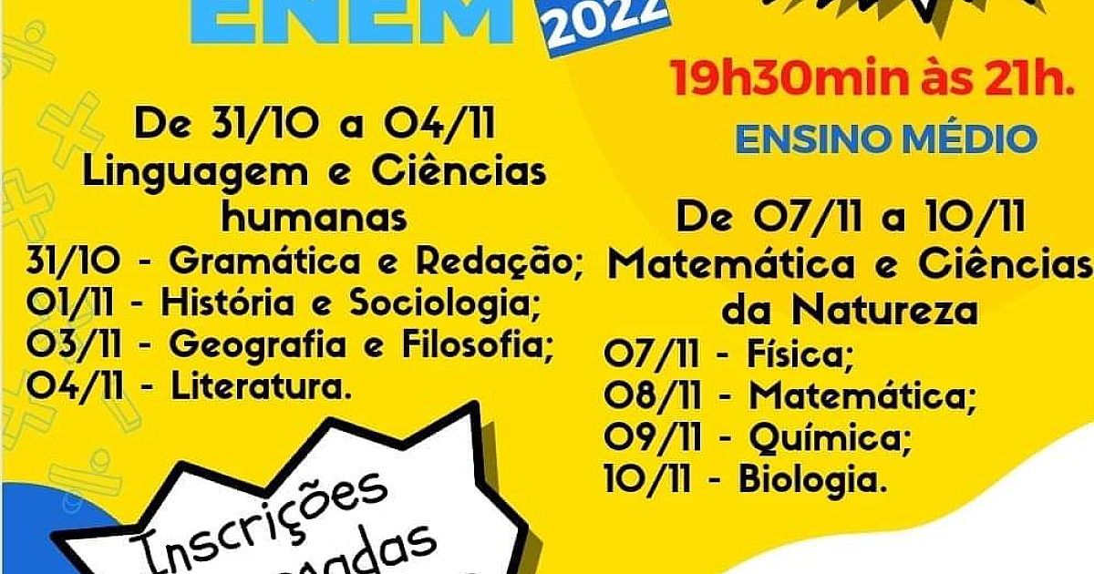 Colégio São Sebastião fará aulão solidário para o ENEM 2022