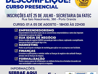 Prefeitura abre inscrições para o curso presencial gratuito ‘Descomplique’ voltado a alunos da FATEC São Sebastião