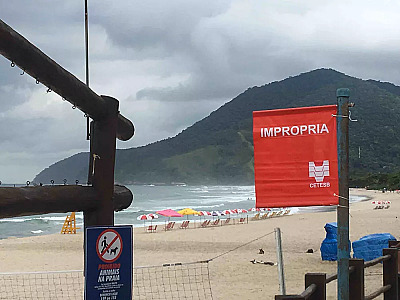 5 praias da região estão impróprias para banho neste final de semana