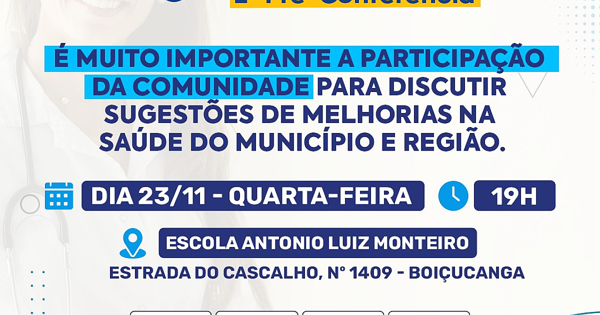 Segunda Pré-conferência da Saúde será amanhã (23) em Boiçucanga