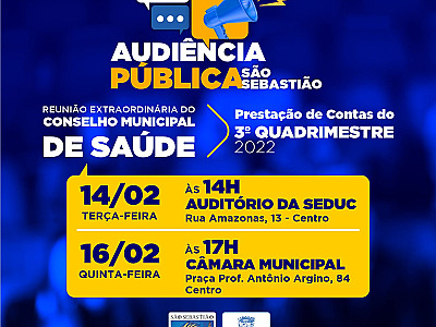 Prefeitura de São Sebastião apresenta prestação de contas do 3.º quadrimestre de 2022 da Saúde nesta terça-feira (14) e quinta-feira (16)