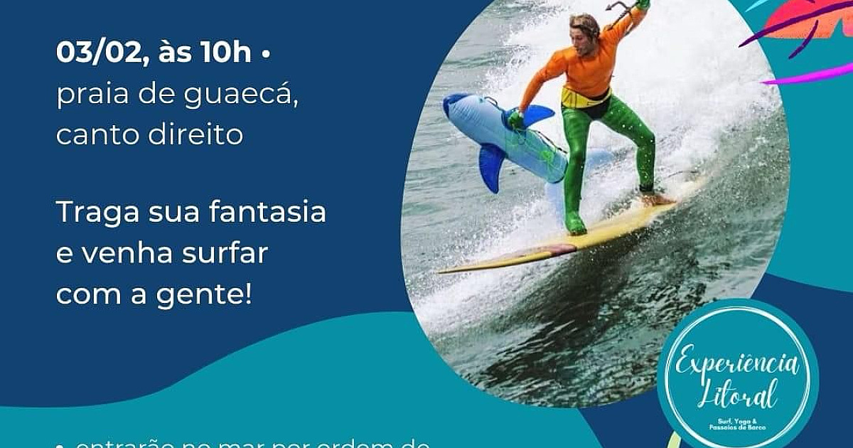 “Surfe Fantasiado” reúne foliões em clima saudável na praia do Guaecá