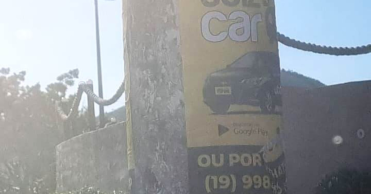 Prefeitura aplica multa em empresa de aplicativo de transporte que inundou postes de Caraguatatuba com propaganda
