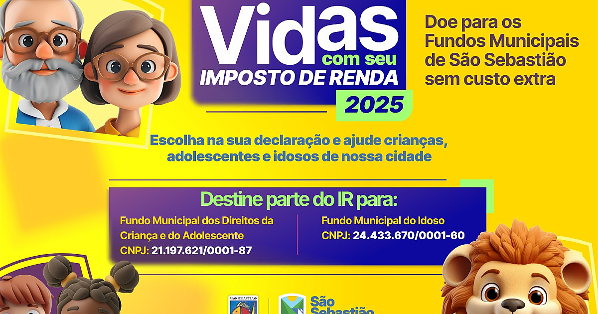 Campanha ‘Transforme Vidas com Seu Imposto de Renda’ incentiva doação para projetos voltados a crianças, adolescentes e idosos de São Sebastião