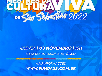 Prefeitura entrega prêmio aos Mestres da Cultura Viva de São Sebastião 2022 na próxima quinta-feira (3)