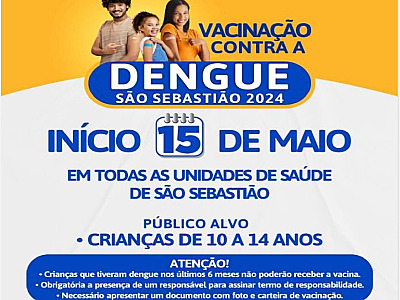 Balanço mostra que S.S já vacinou 93 crianças contra a dengue