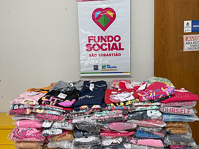 Fundo Social recebe doação de 215 peças de roupas infantis novas da Associação Comercial de São Sebastião