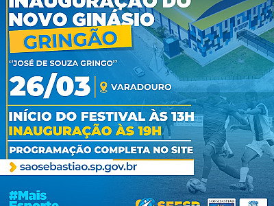 Prefeitura prepara programação esportiva especial para inauguração do Ginásio “Gringão” no próximo sábado (26)