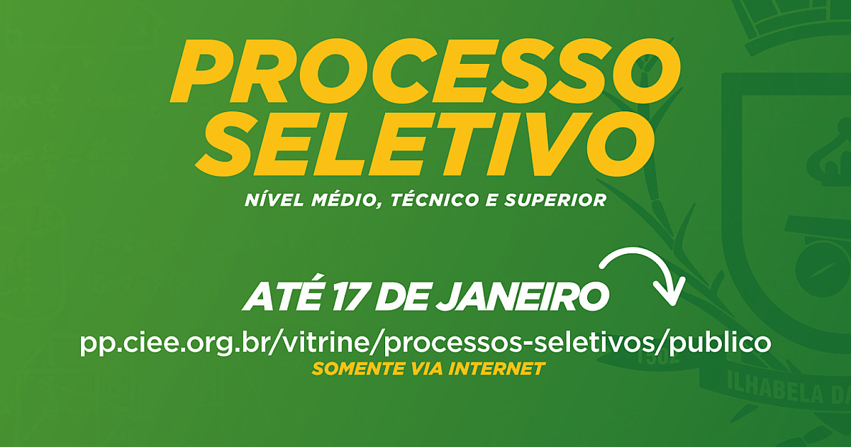 Inscrições para Estágio na Prefeitura de Ilhabela terminam esta semana