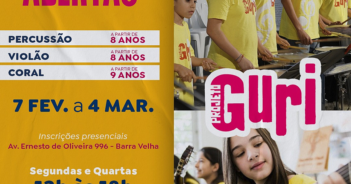 Ilhabela oferece vagas para oficinas de música do Projeto Guri