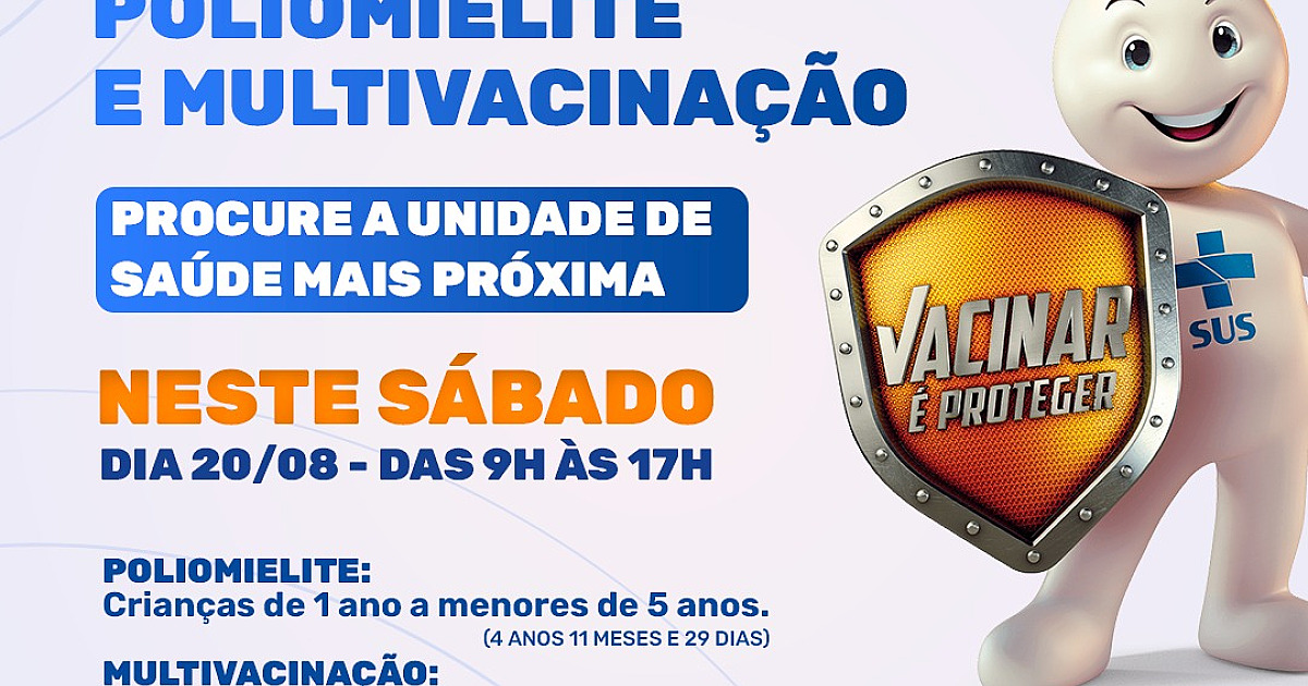 São Sebastião terá Dia D de multivacinação e contra a poliomielite neste sábado (20)