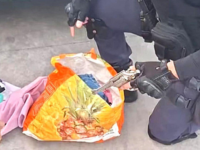 Arma foi encontrada em sacola dentro do carro.