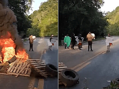 Protesto bloqueou a rodovia na manhã desta terça-feira (9).
